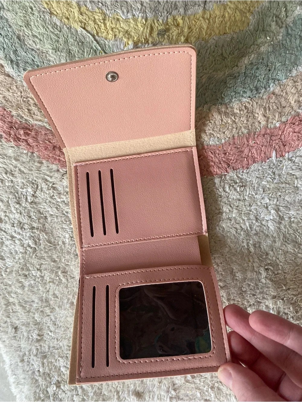 Hello Kitty Pink Fold-Over Kids Wallet with Bear Motif